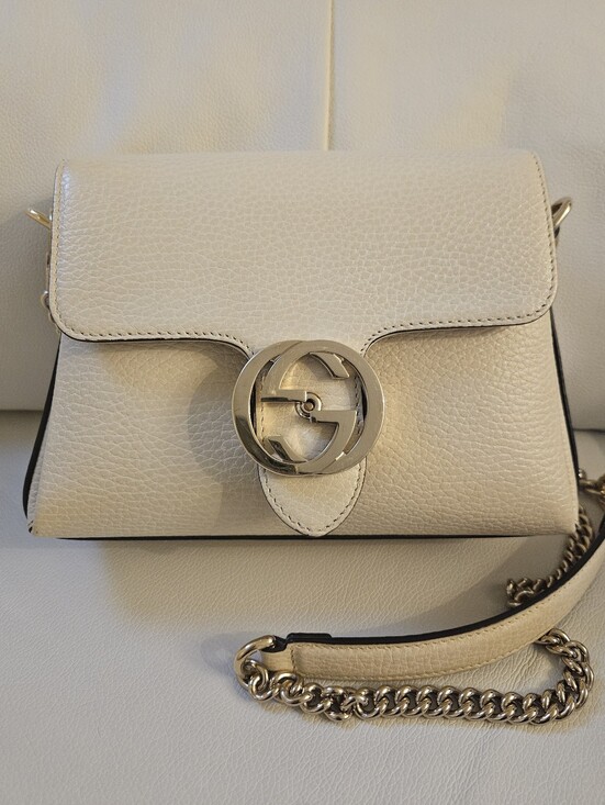 Gucci Handbags - Gucci Dollar Calfskin Interlocking G Shoulder Bag – Ivory/Cream
